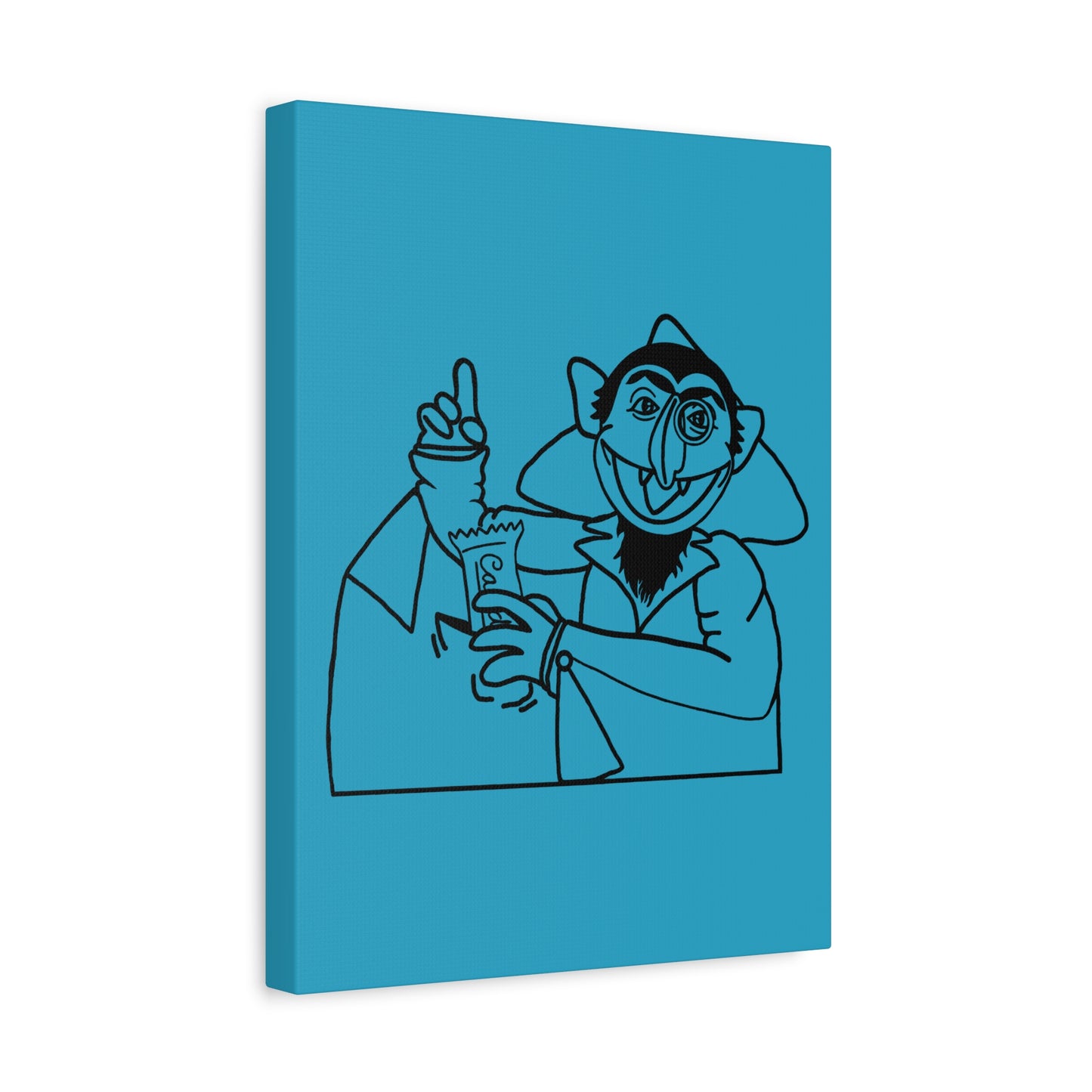 The Count Stealing Candy Outline Canvas Print Turquoise - Sesame Street The Count Art Print