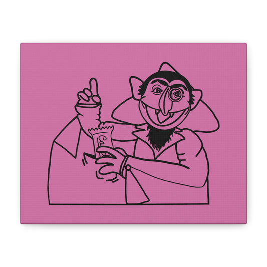 The Count Stealing Candy Outline Canvas Print Light Pink - Sesame Street The Count Parody Art