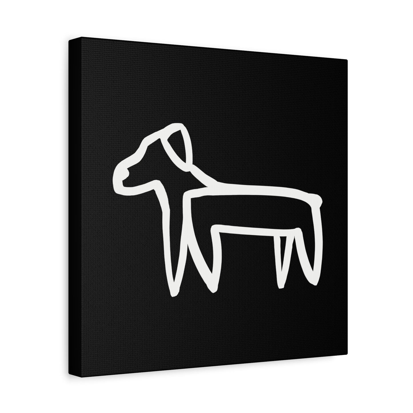 Dog Canvas Print on Black (Transparent Style White Dog) - Dog Art Print