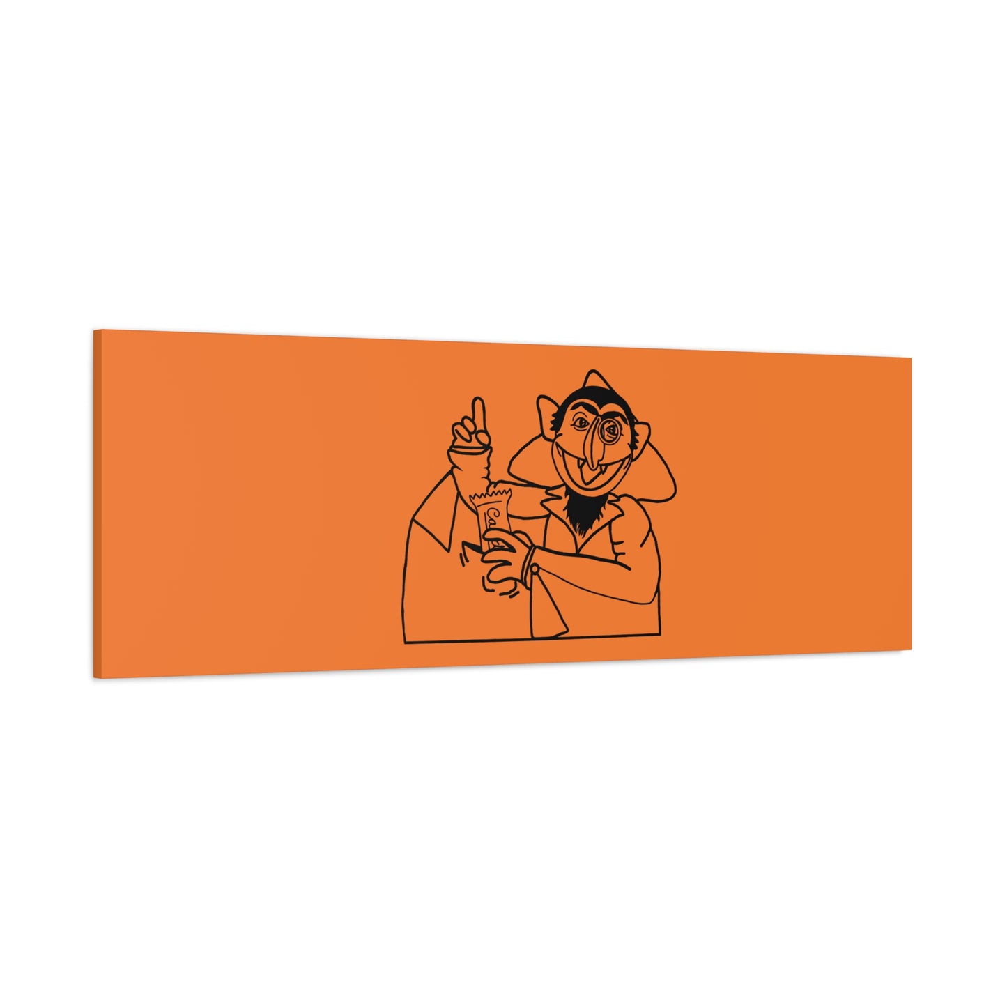 The Count Stealing Candy Outline Canvas Print Light Orange - Sesame Street The Count Parody Art
