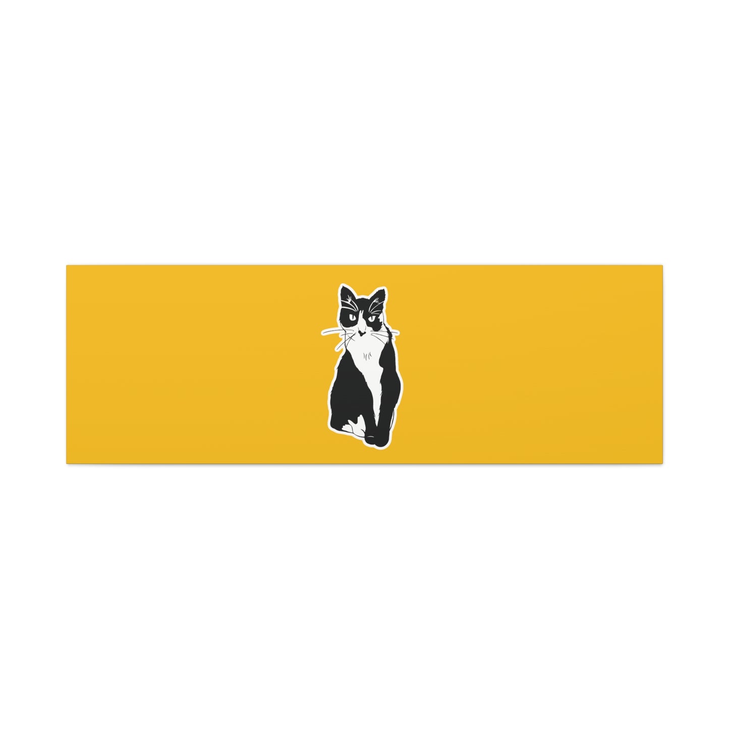 Cat Canvas Print on Yellow (Sticker Style Cat) - Cat Drawing Art