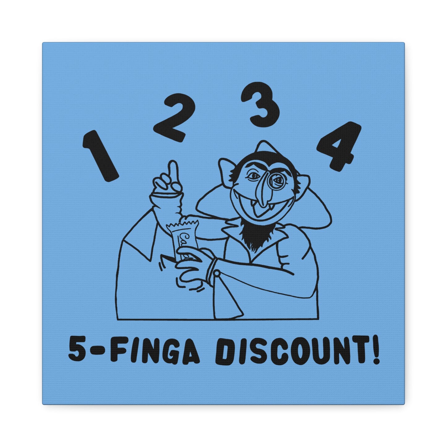 Five Finger Discount Outline Canvas Print Light Blue - Sesame Street The Count Parody Art Print