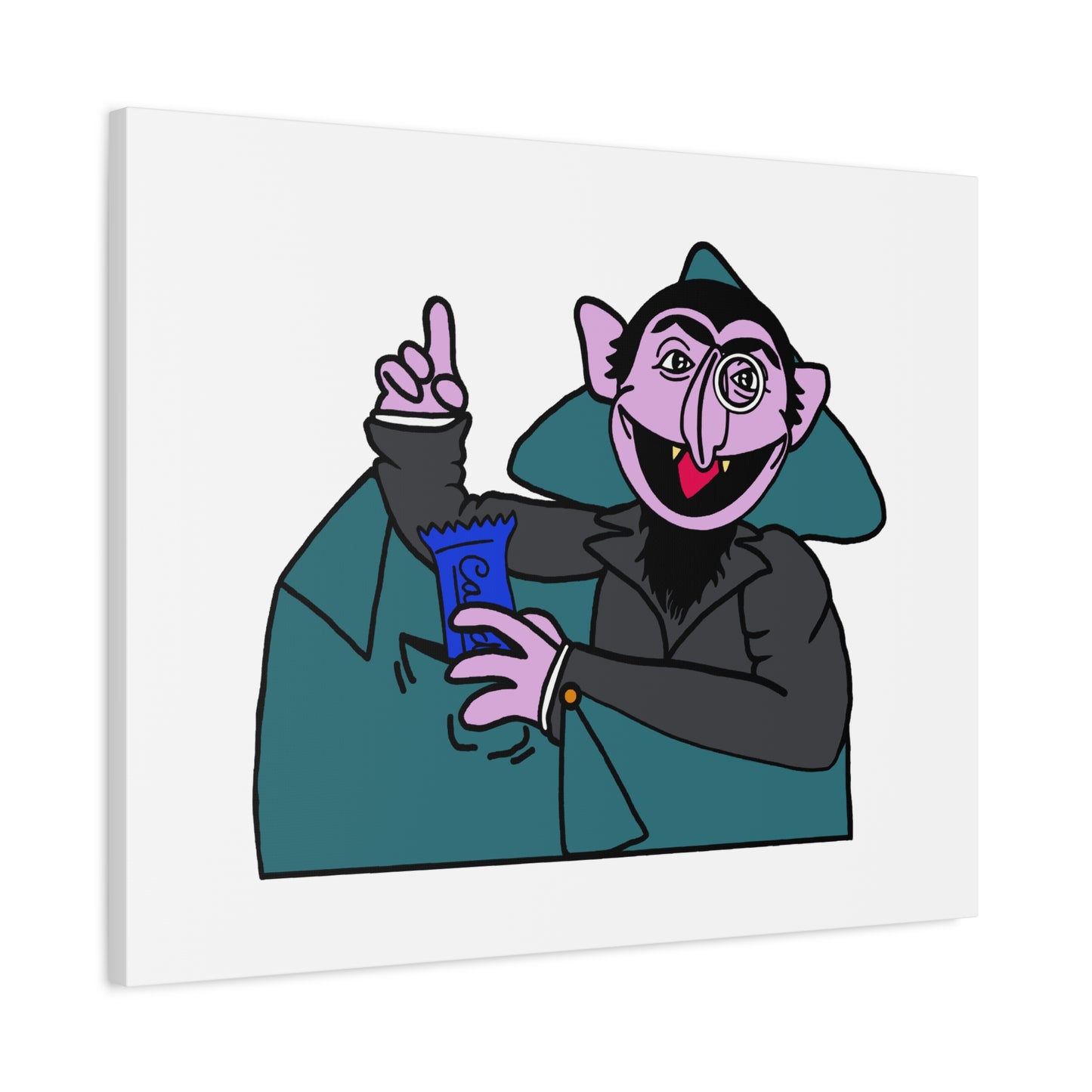 The Count Stealing Candy Canvas Print White - Sesame Street The Count Parody Art