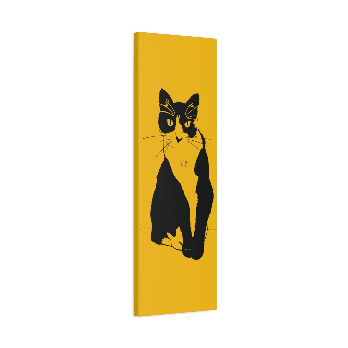 Cat Canvas Print on Yellow (Transparent Style Cat) - Cat Drawing Art