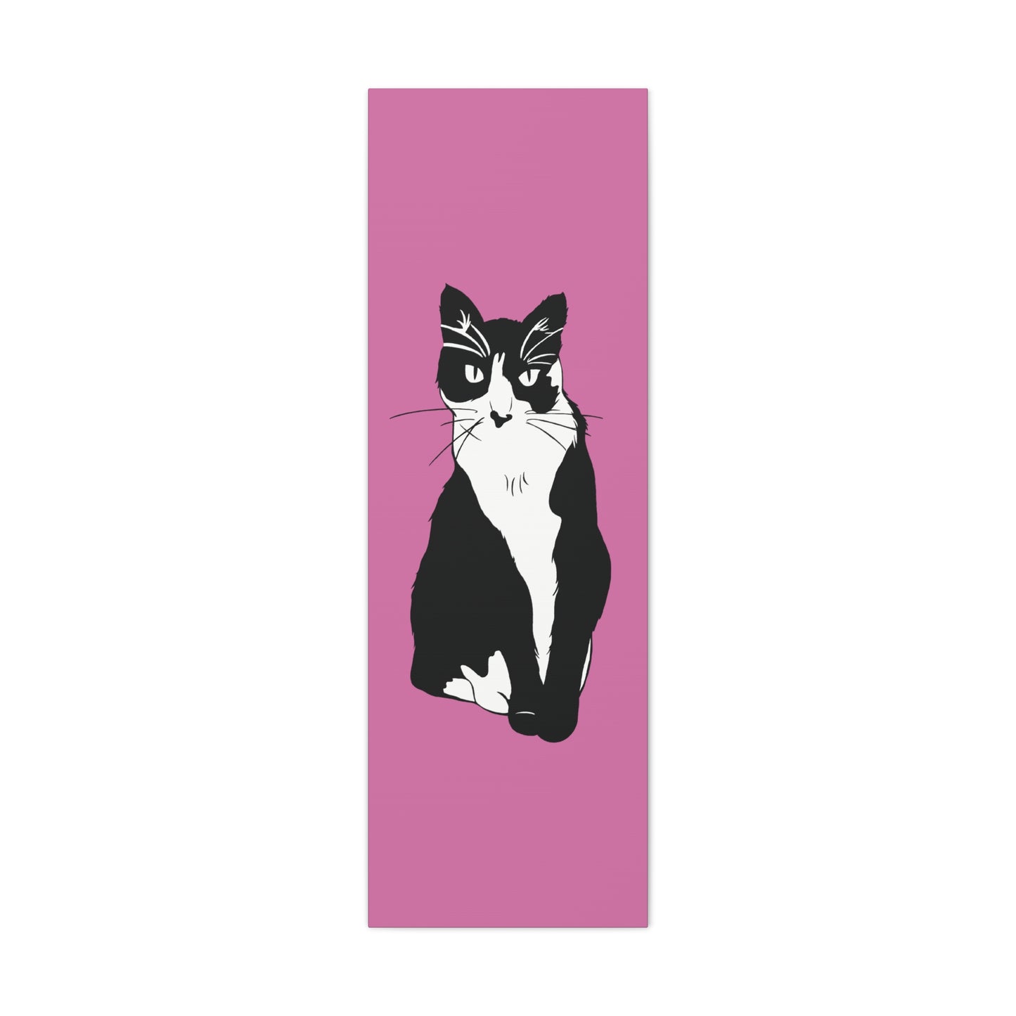 Cat Canvas on Light Pink (B&W Style Cat) - Cat Drawing Art