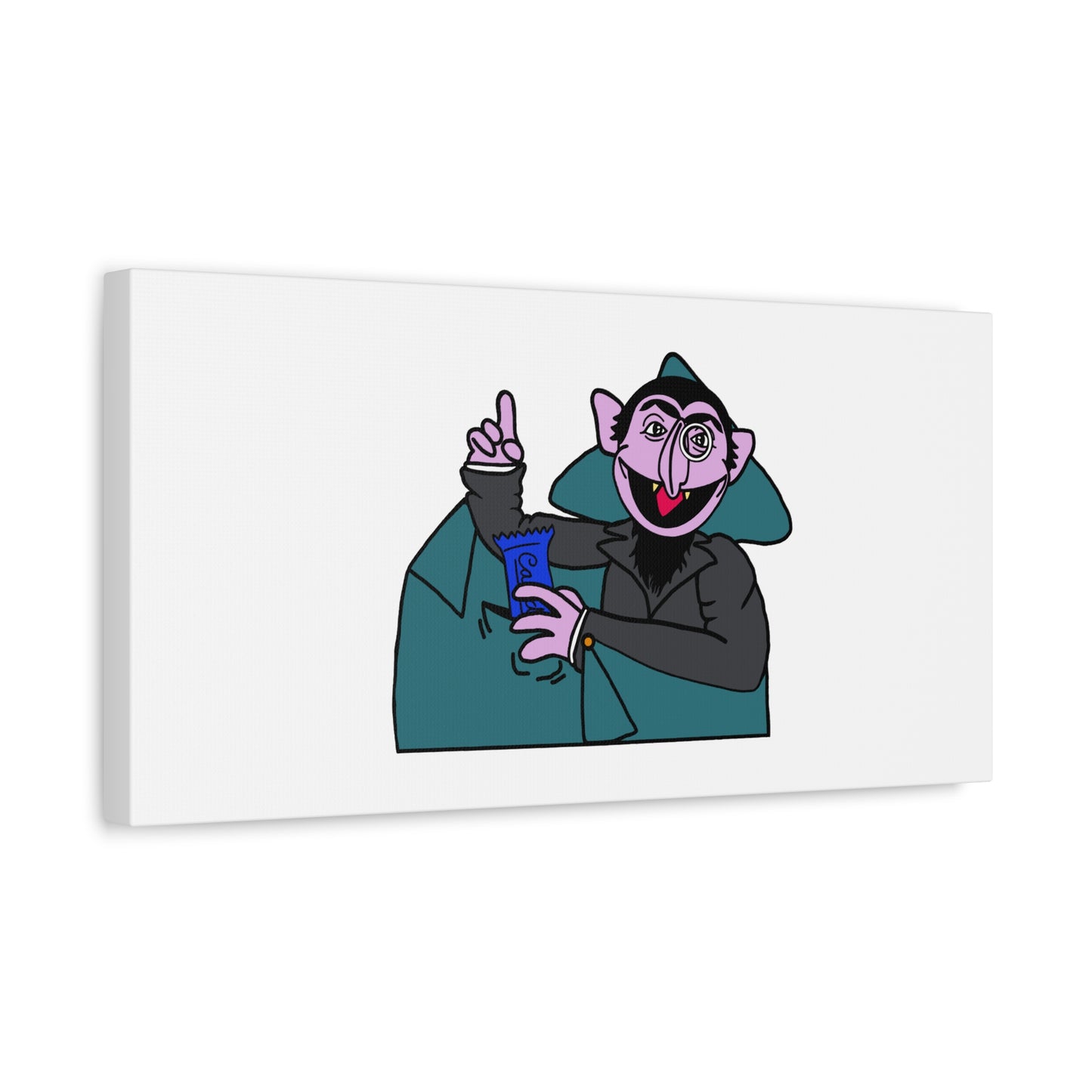 The Count Stealing Candy Canvas Print White - Sesame Street The Count Parody Art