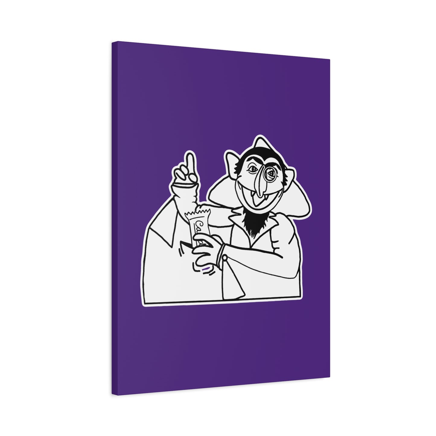 The Count Stealing Candy Outline Canvas Print Purple - Sesame Street The Count Parody Art