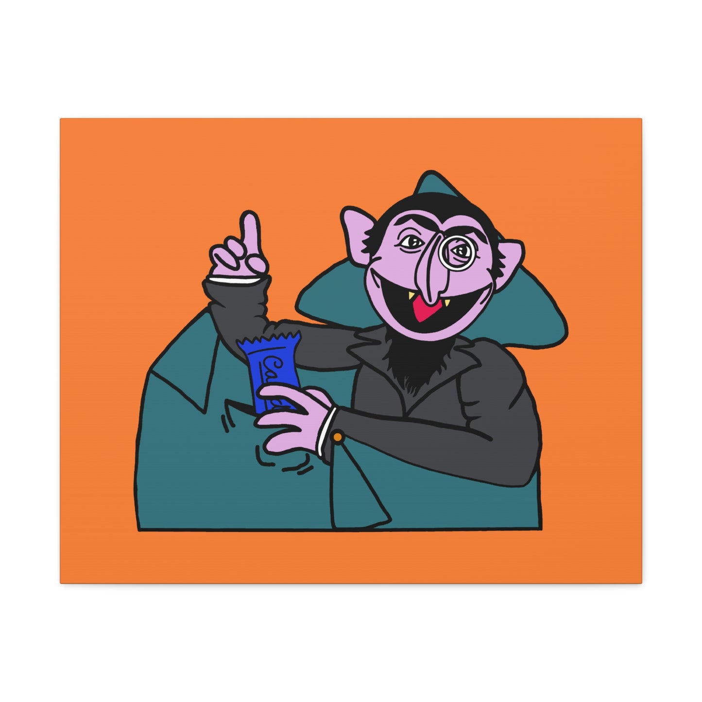 The Count Stealing Candy Canvas Print Orange - Sesame Street The Count Parody Art