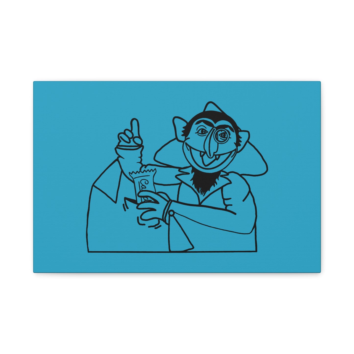 The Count Stealing Candy Outline Canvas Print Turquoise - Sesame Street The Count Art Print