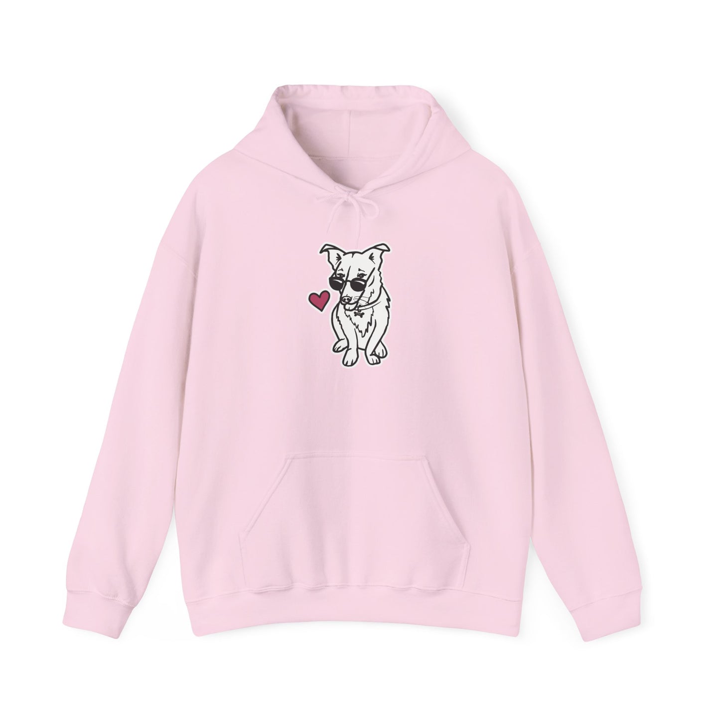 Nora the Dog Heart Hoodie (B&W Sticker Style Nora) - Dog Hooded Sweatshirt