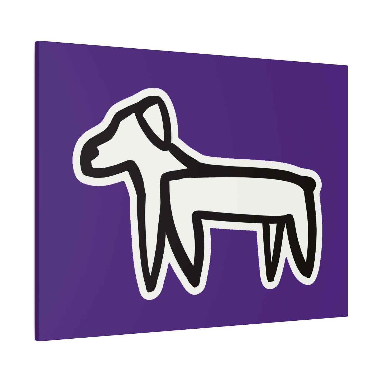Dog Canvas Print on Purple (Sticker Style White Dog) - Dog Art Print