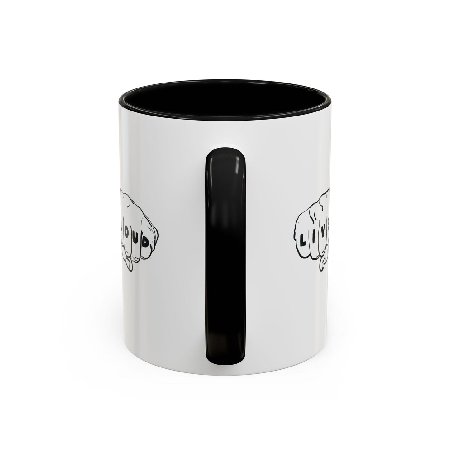 Live Loud Knuckle Tats Tattooed Fists - Four Fists Accent Mug