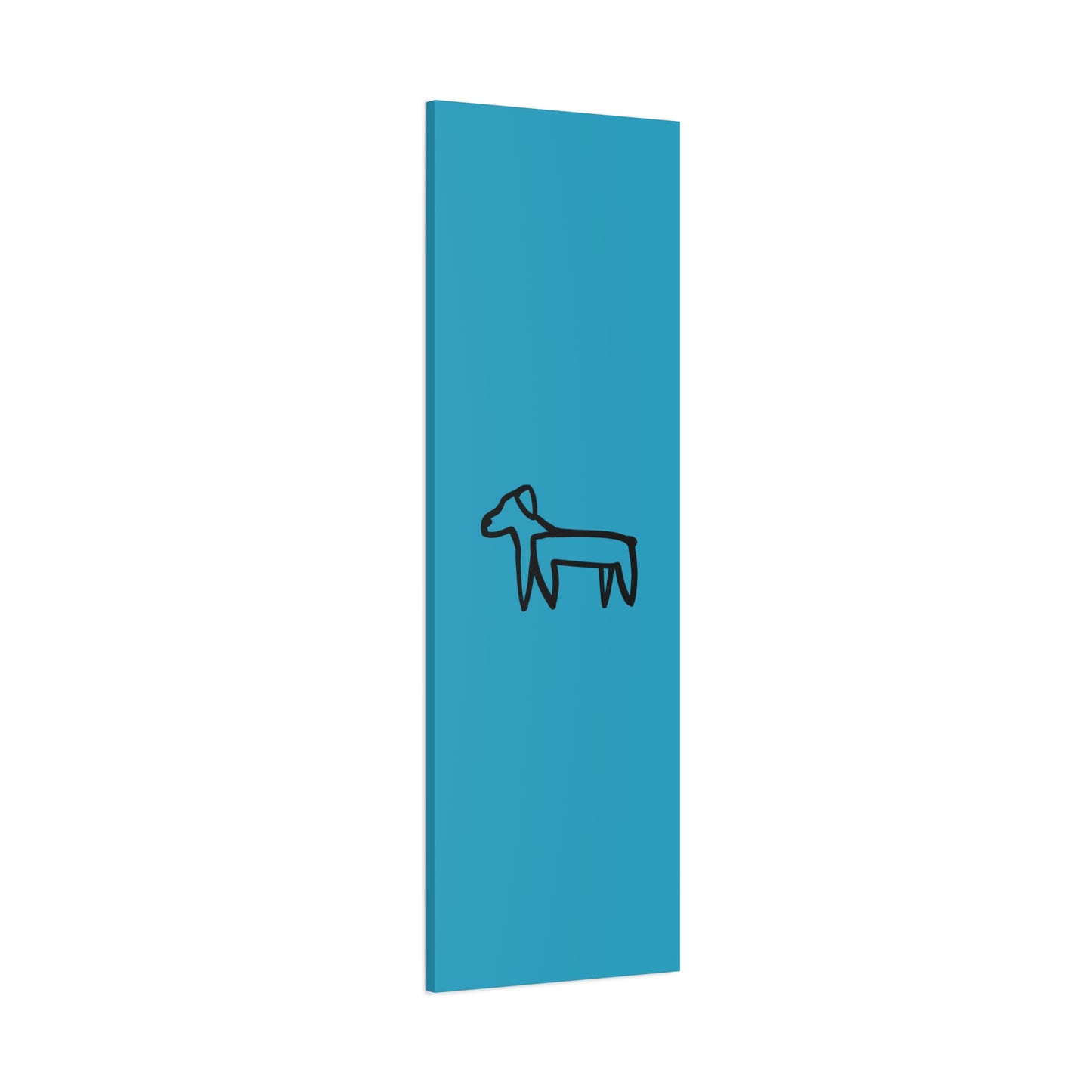 Dog Canvas Print on Turquoise (Transparent Style Black Dog) - Dog Drawing Canvas