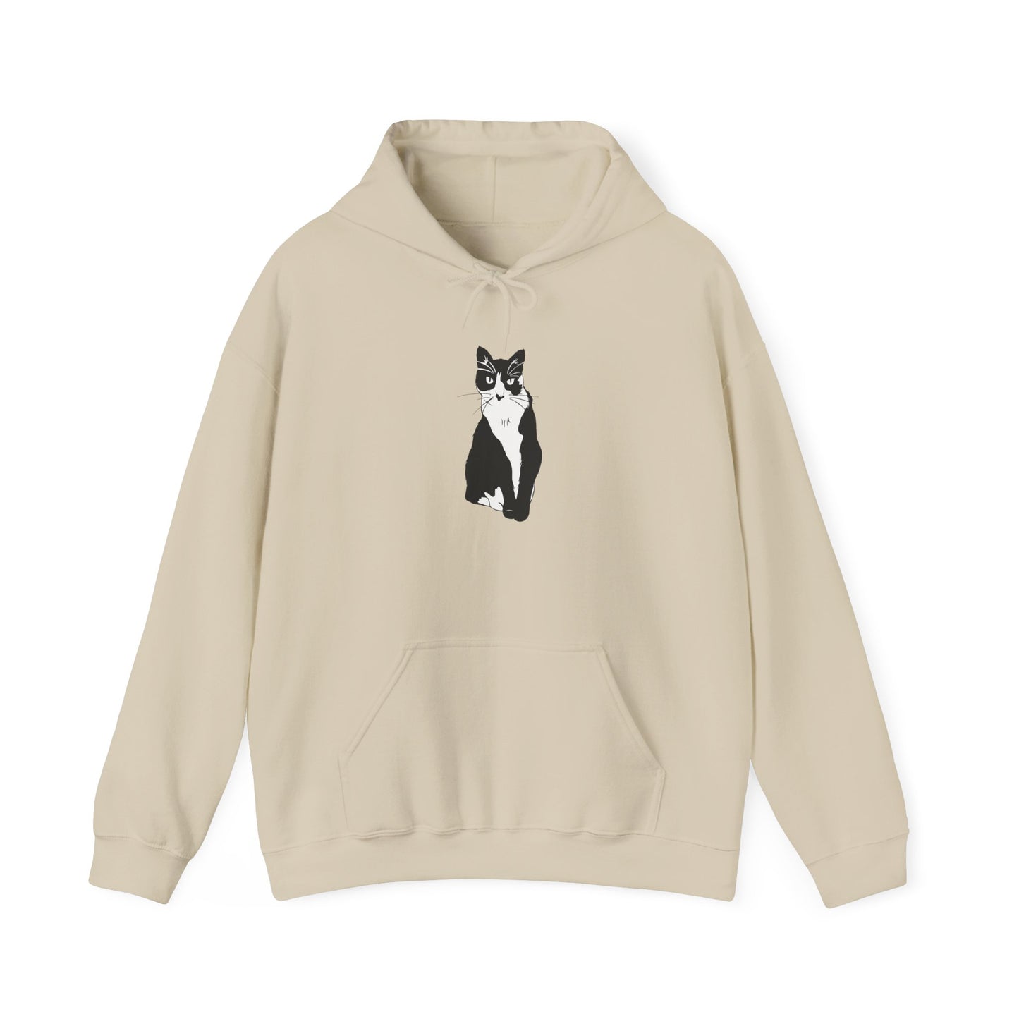 Cat Hoodie (B&W Style Cat) - Cat Hooded Sweatshirt