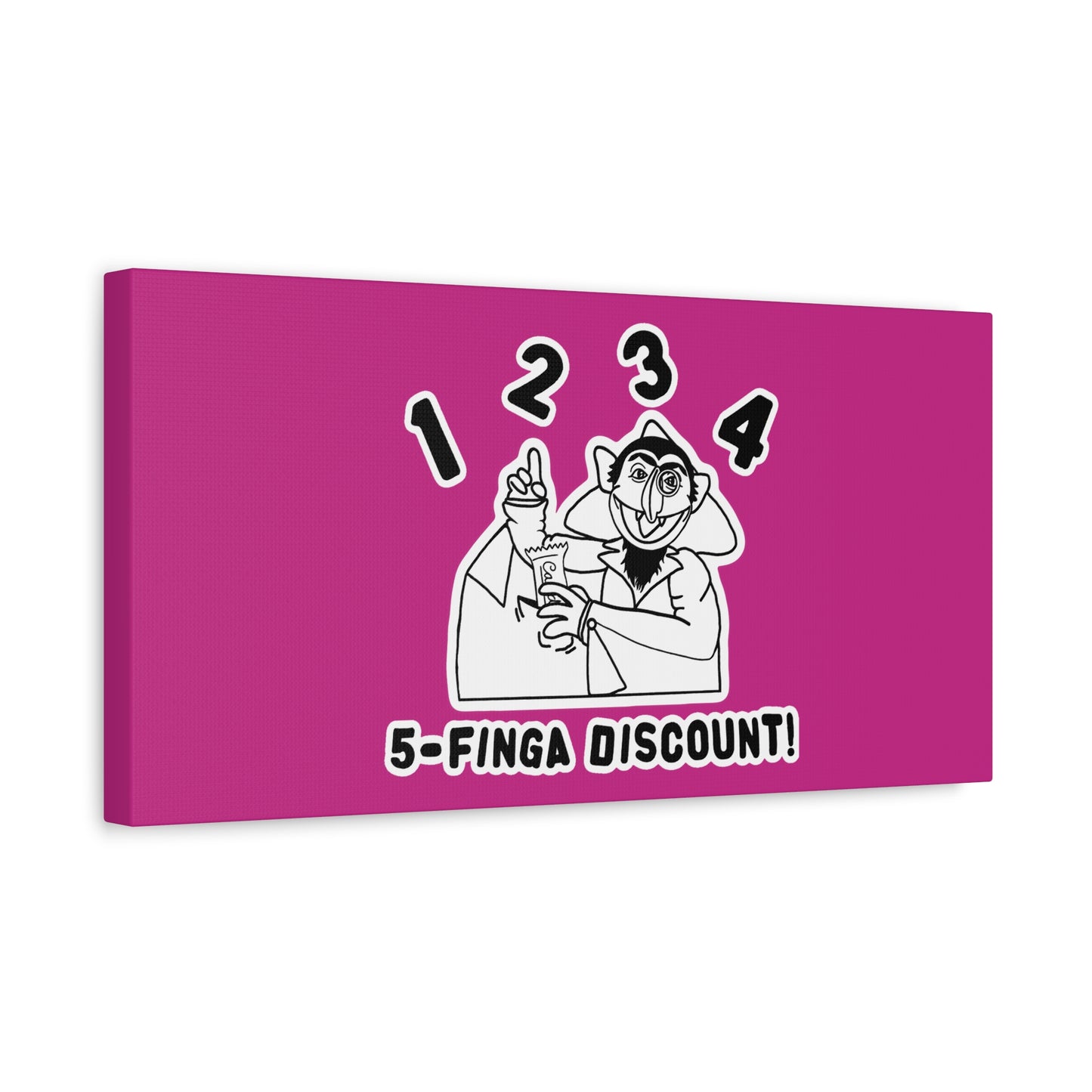 Five Finger Discount Outline Canvas Print Pink - Sesame Street The Count Parody Art Print