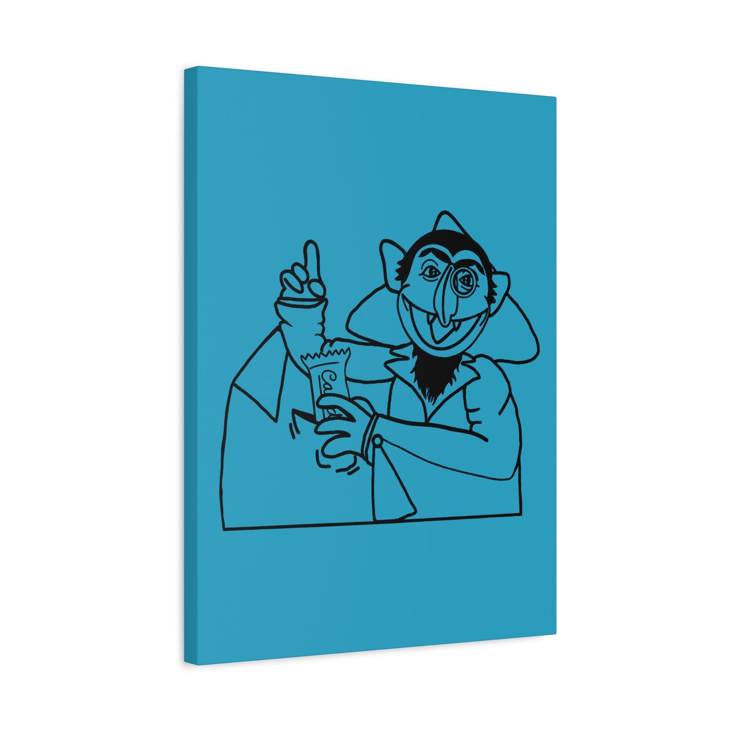 The Count Stealing Candy Outline Canvas Print Turquoise - Sesame Street The Count Art Print