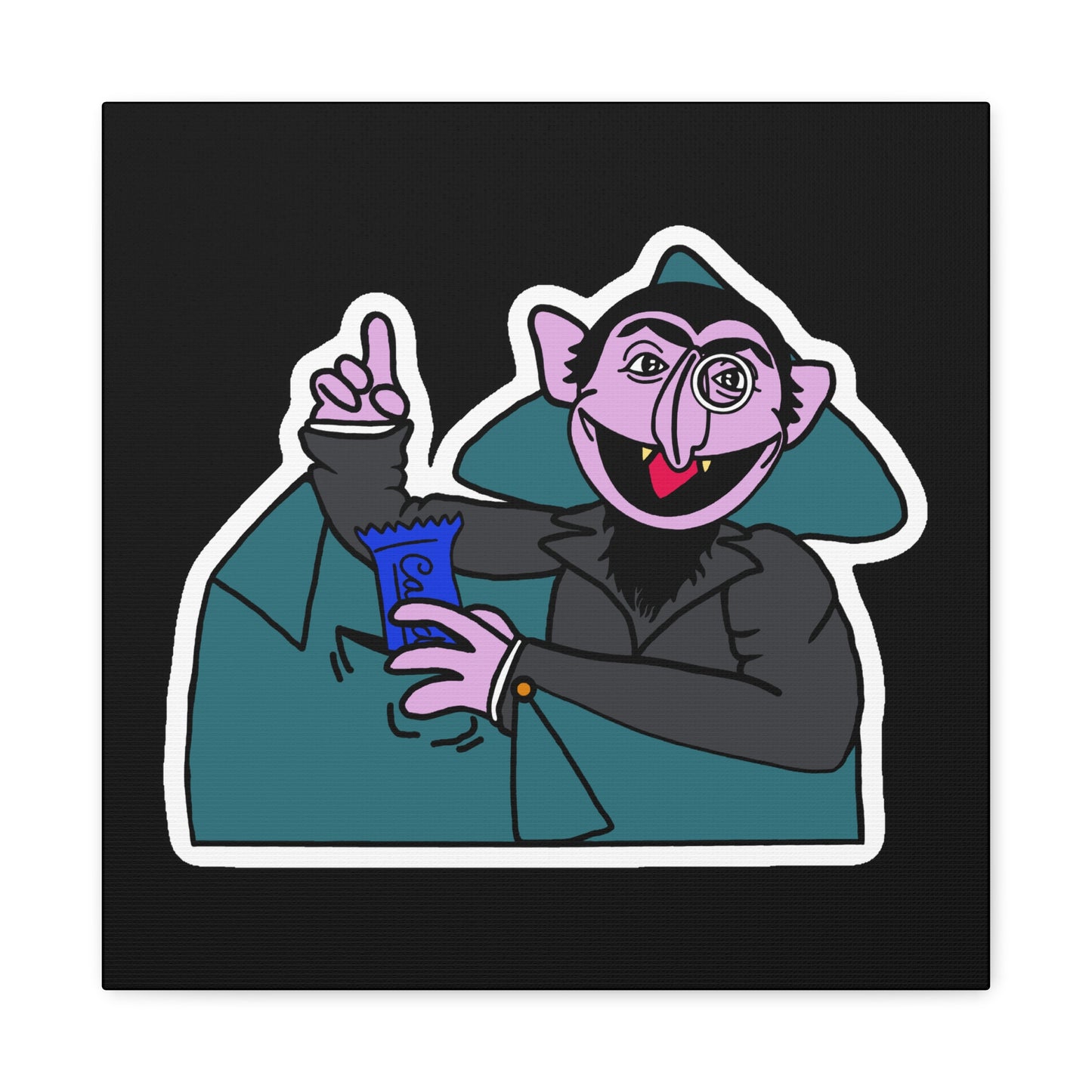 The Count Stealing Candy Canvas Print Black - Sesame Street The Count Parody Art