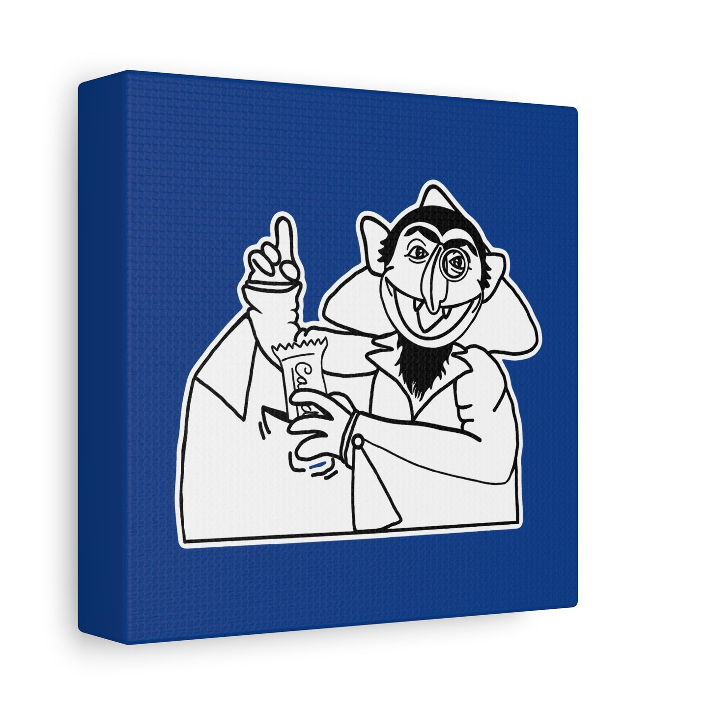 The Count Stealing Candy Outline Canvas Print Dark Blue - Sesame Street The Count Parody Art