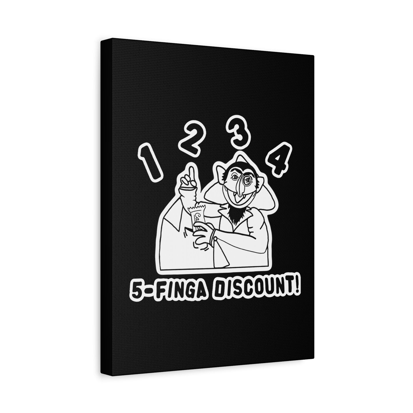 Five Finger Discount Outline Canvas Print Black - Sesame Street The Count Parody Art Print