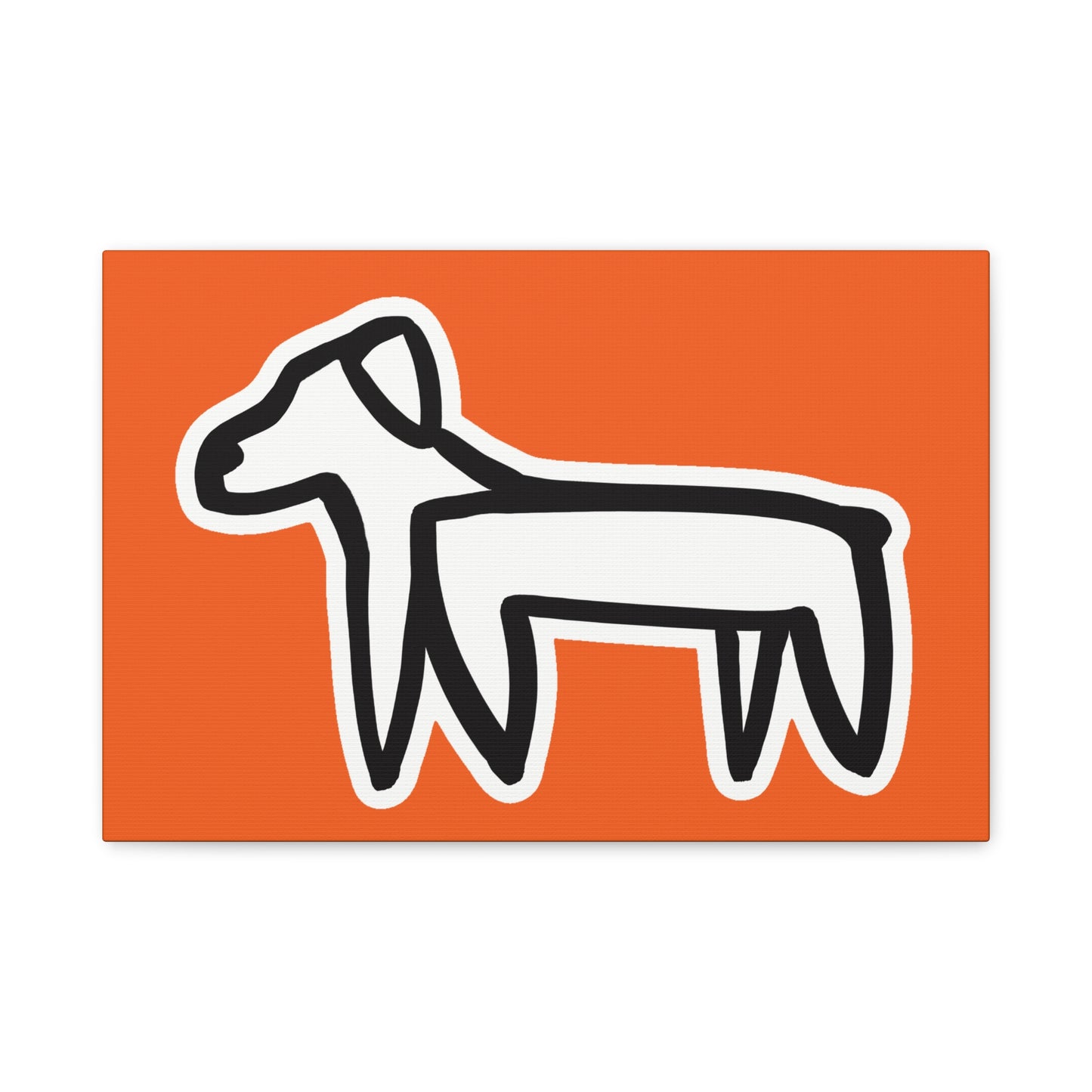 Dog Canvas Print on Orange (Sticker Style White Dog) - Dog Art Print