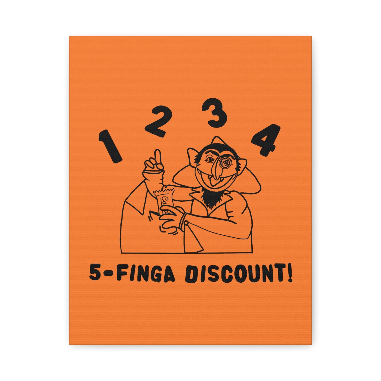 Five Finger Discount Outline Canvas Print Light Orange - Sesame Street The Count Parody Art Print