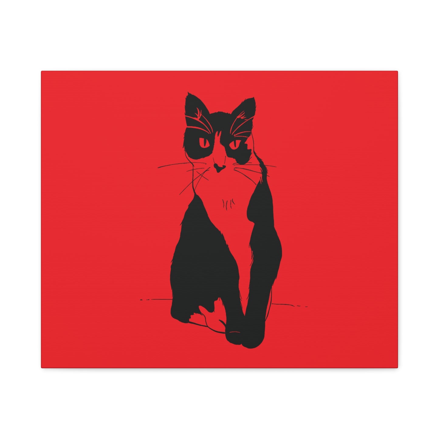 Cat Canvas Print on Red (Transparent Style Cat) - Cat Drawing Art