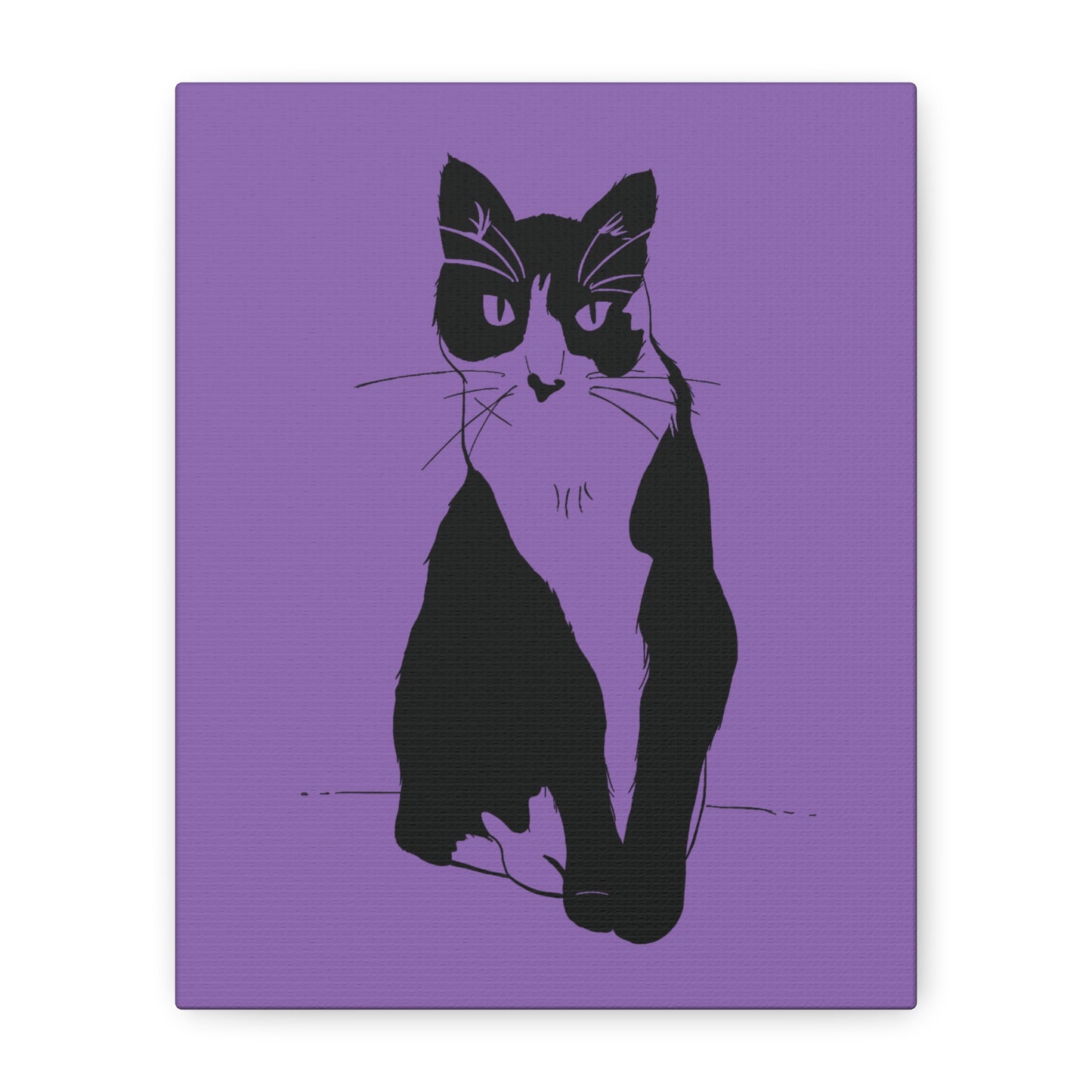 Cat Canvas Print on Purple (Transparent Style Cat) - Cat Drawing Art