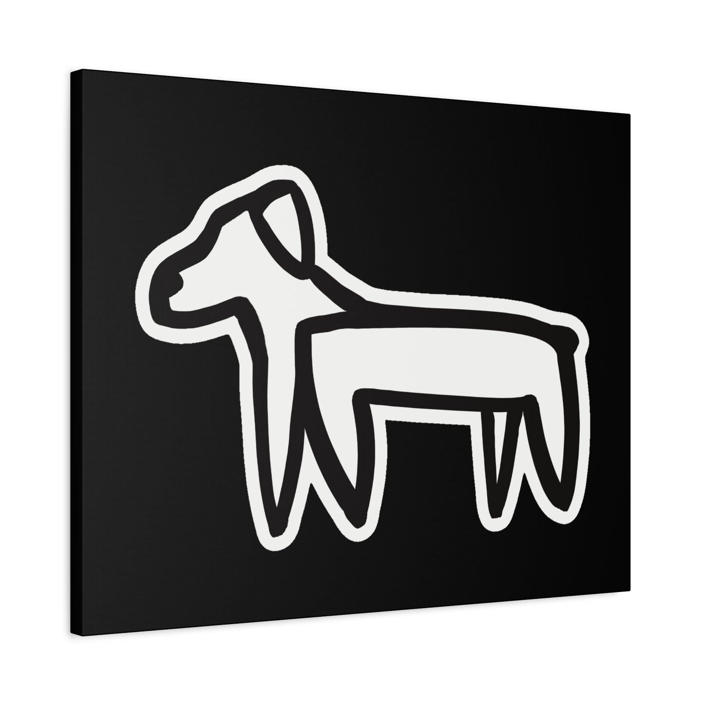 Dog Canvas Print on Black (Sticker Style Dog) - Dog Art Print