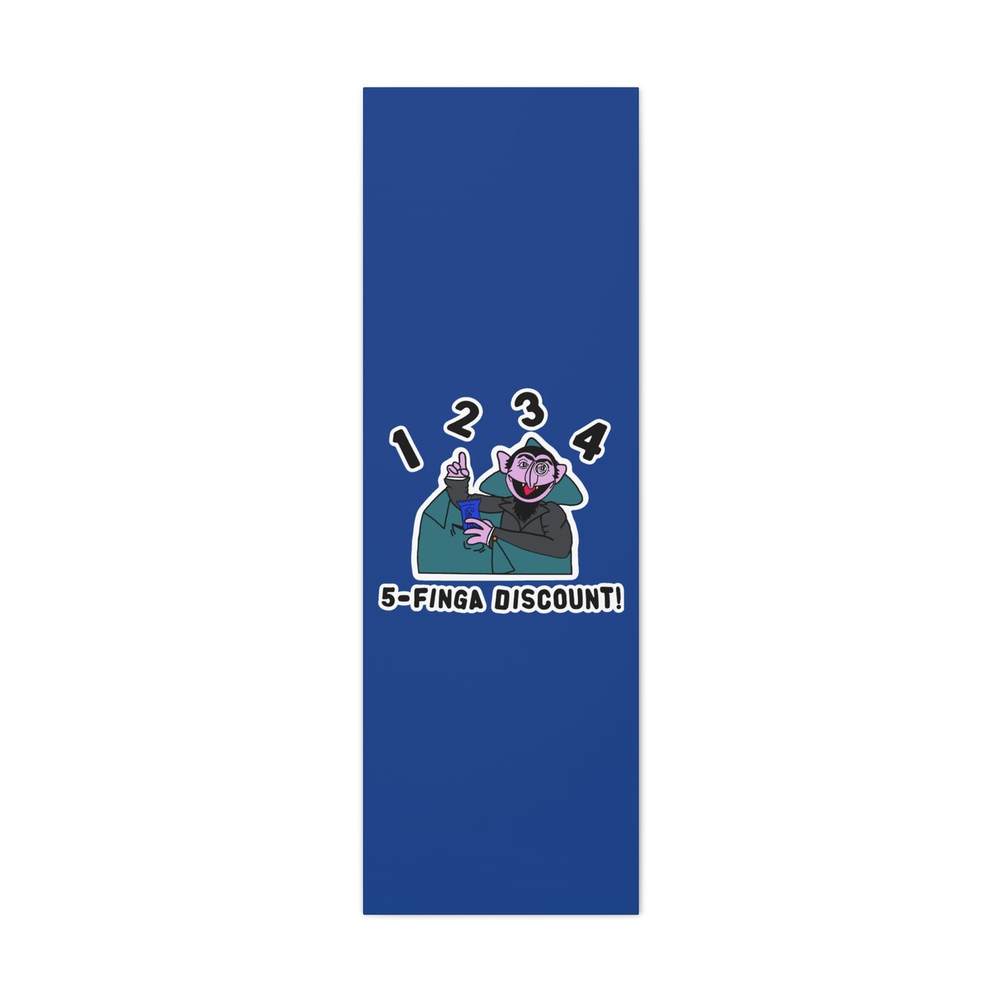 Five Finger Discount Canvas Print Dark Blue - Sesame Street The Count Parody Art Print