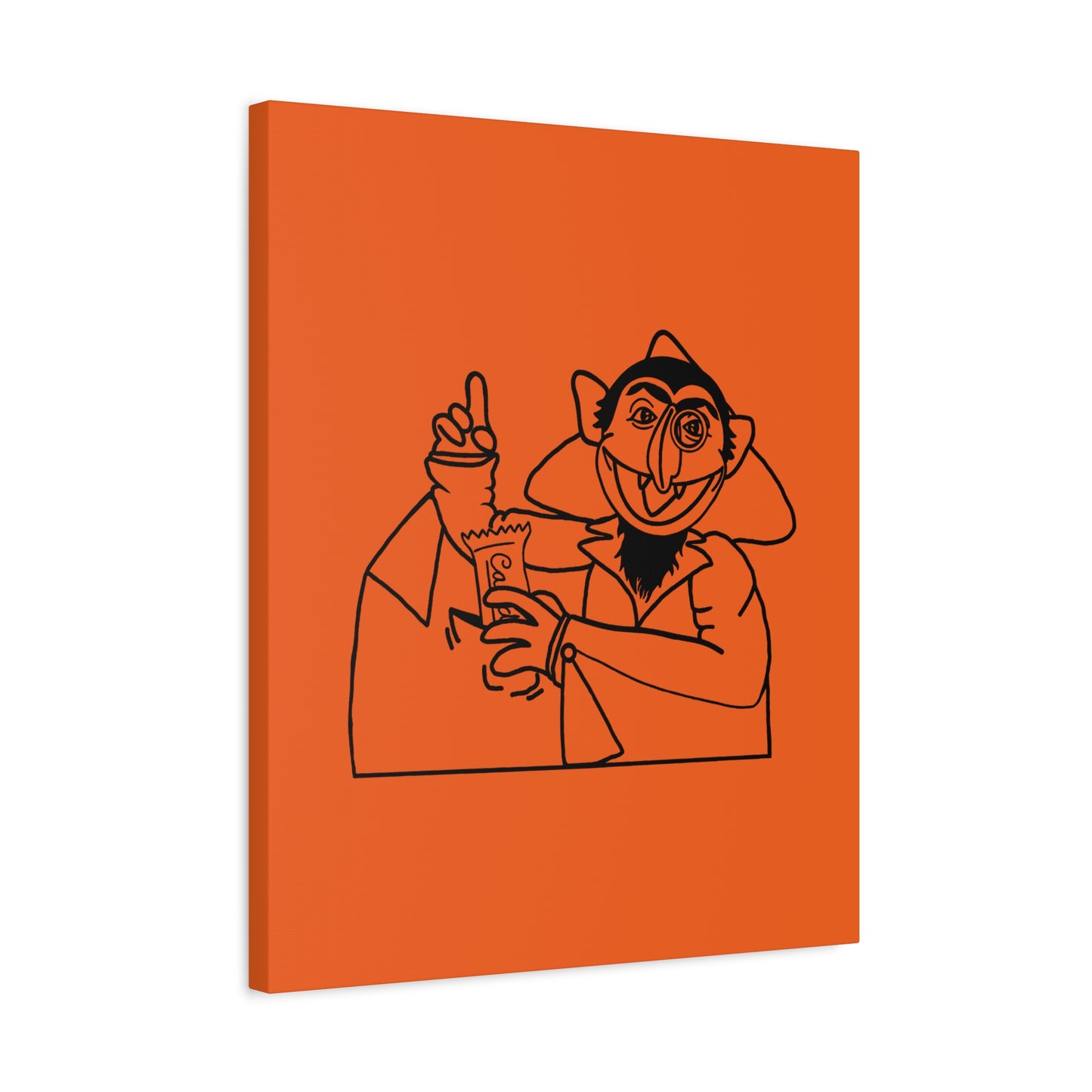The Count Stealing Candy Outline Canvas Print Orange - Sesame Street The Count Parody Art Print