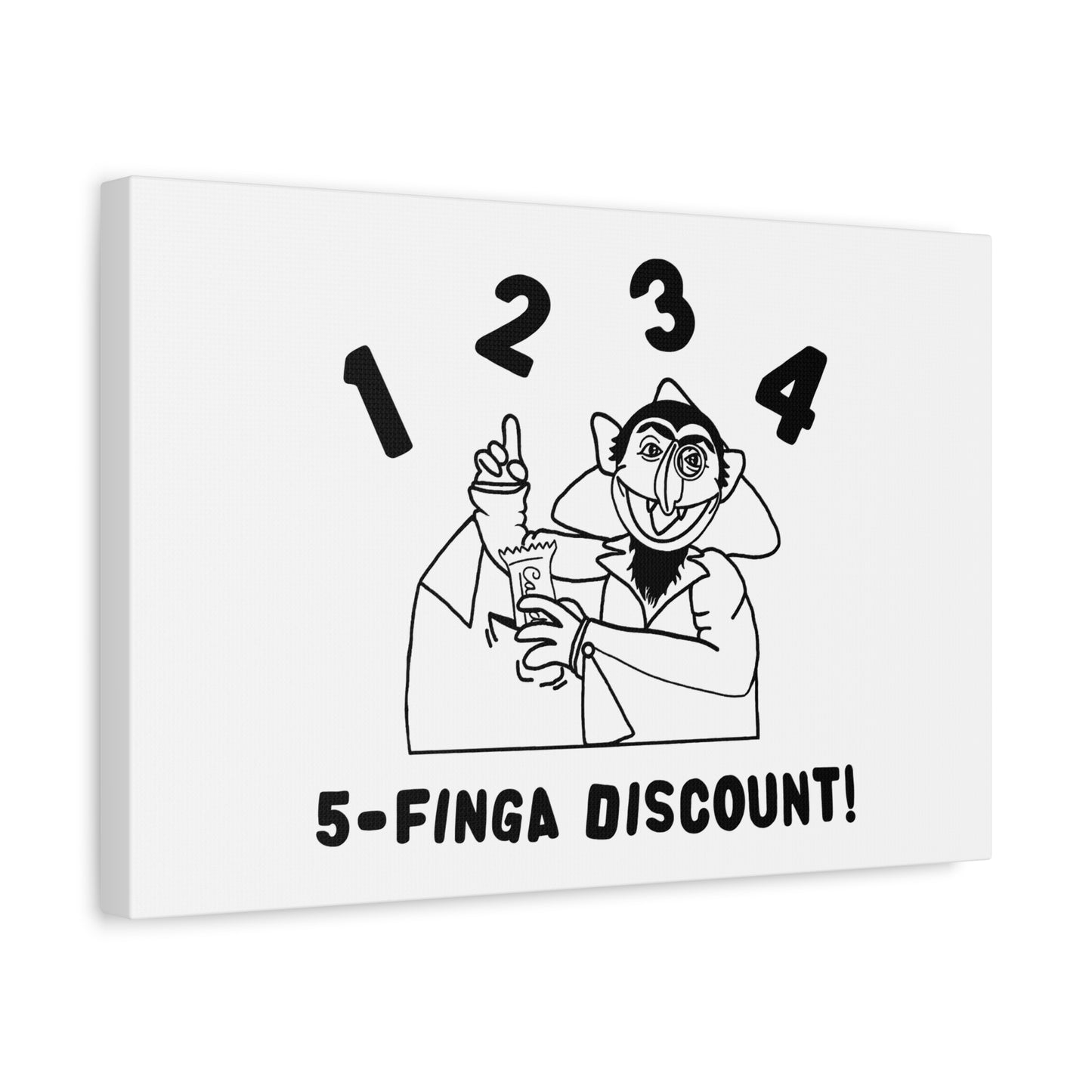 Five Finger Discount Outline Canvas Print White - Sesame Street The Count Parody Art Print