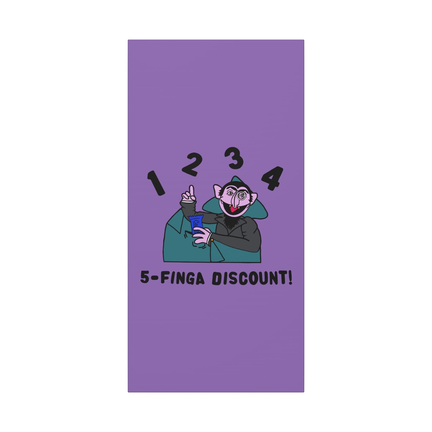 Five Finger Discount Canvas Print Light Purple - Sesame Street The Count Parody Art Print