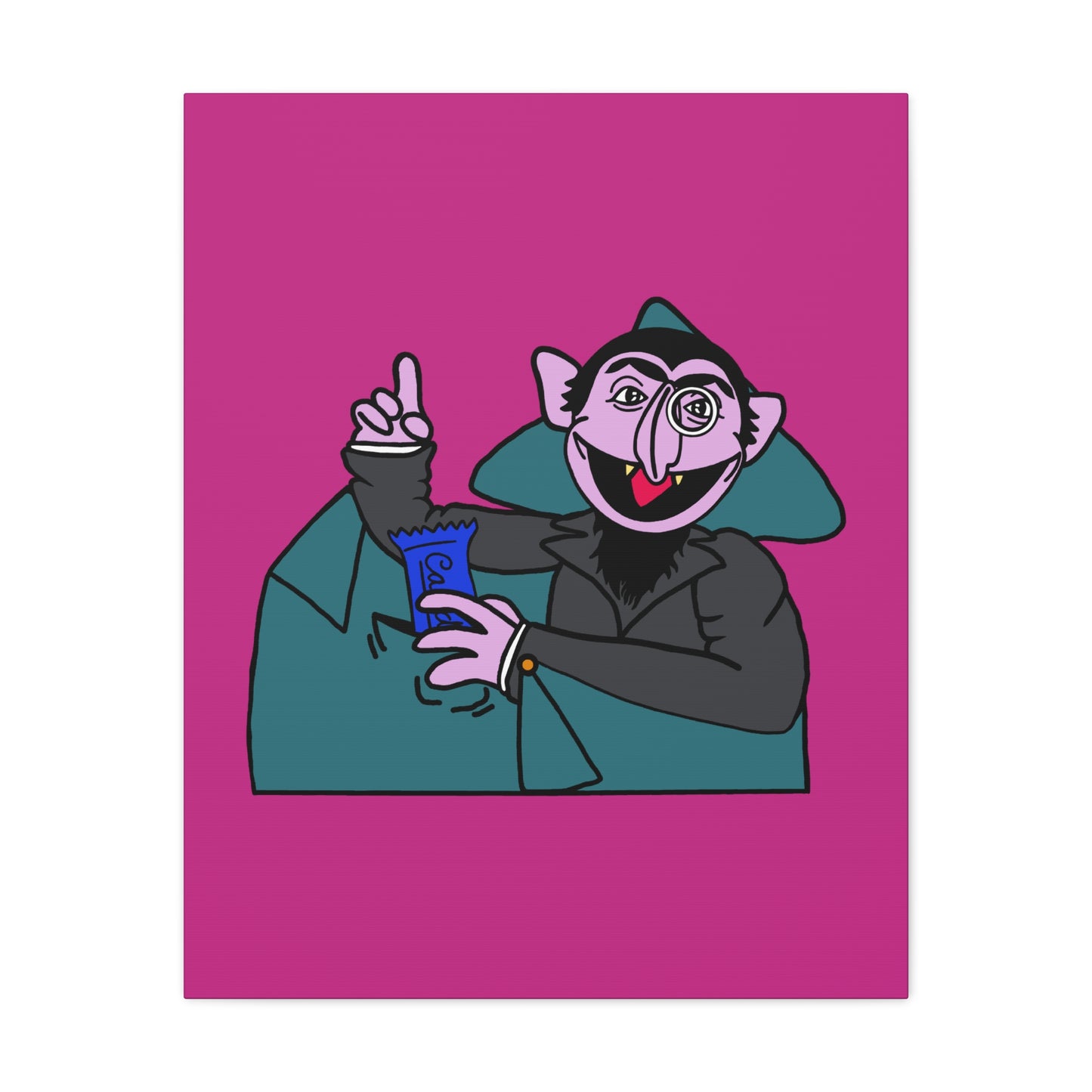 The Count Stealing Candy Canvas Print Pink - Sesame Street The Count Parody Art
