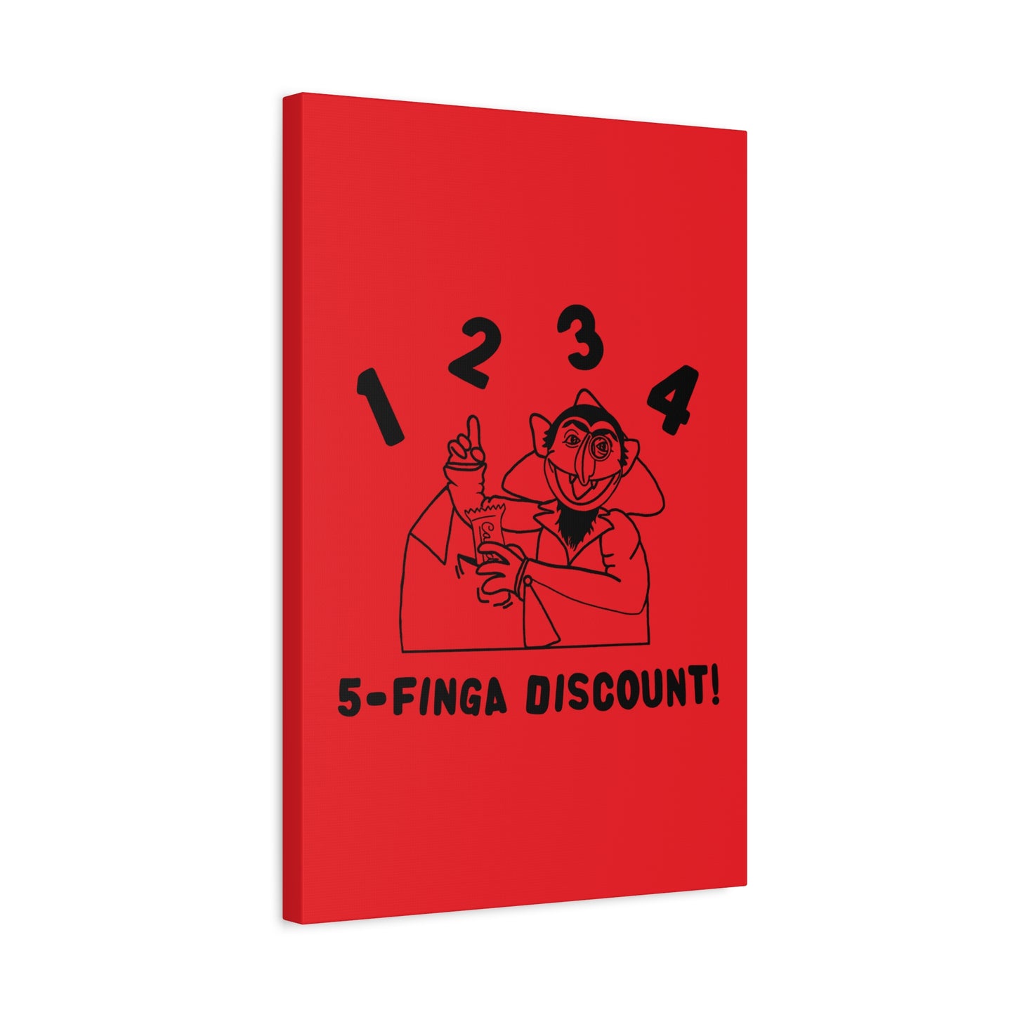 Five Finger Discount Outline Canvas Print Red - Sesame Street The Count Parody Art Print