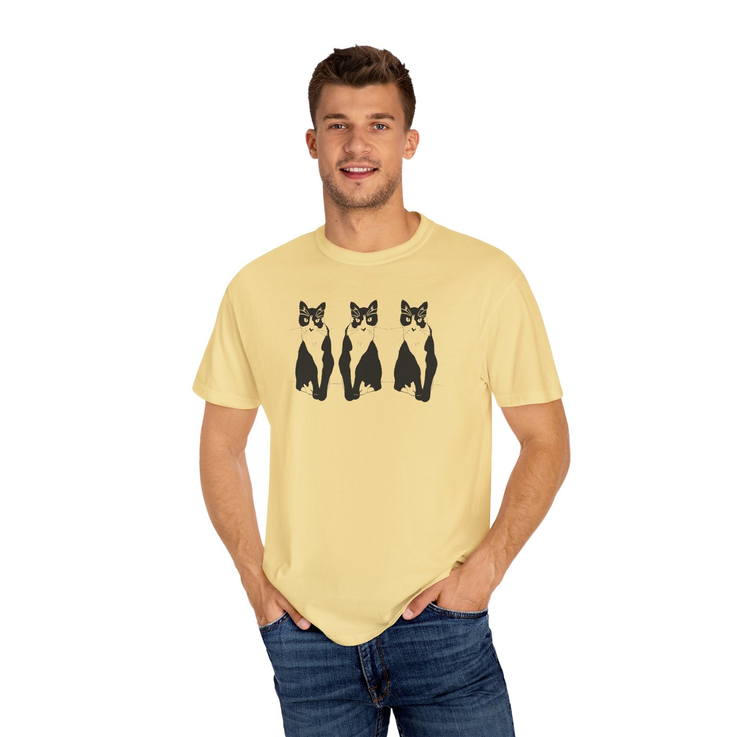Cat x3 Tee (Transparent Style Cat) - Cat Drawing Shirt