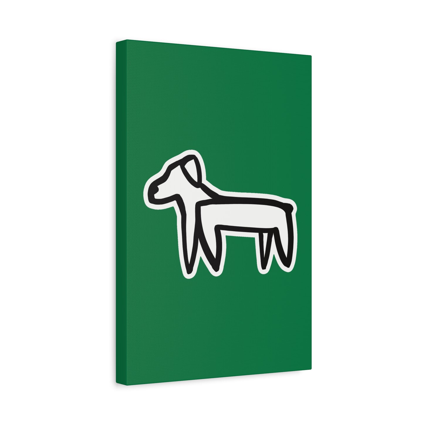 Dog Canvas Print on Green (Sticker Style White Dog) - Dog Art Print