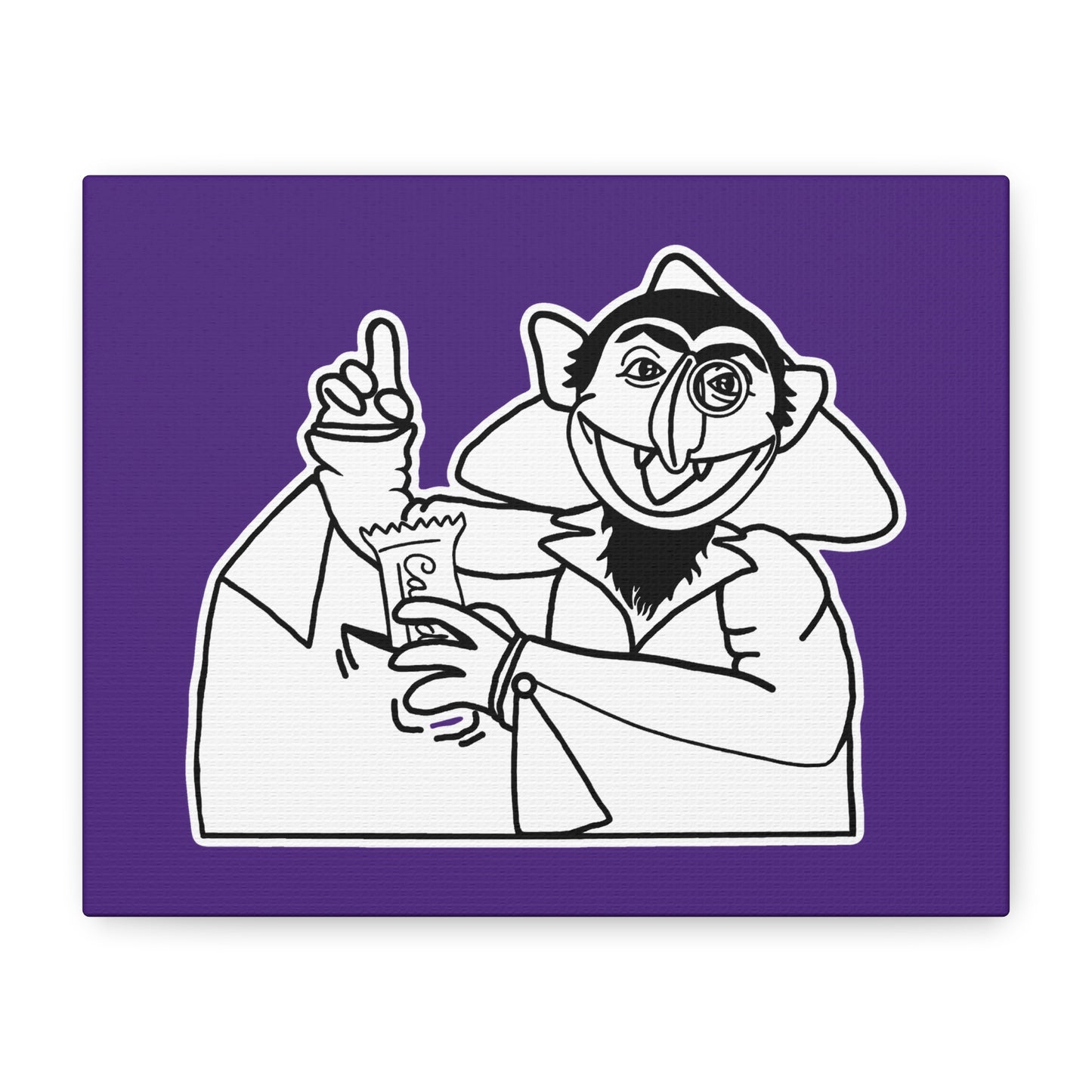 The Count Stealing Candy Outline Canvas Print Purple - Sesame Street The Count Parody Art