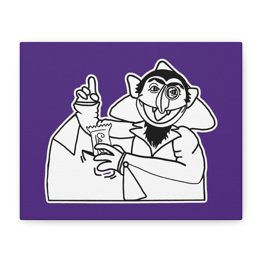 The Count Stealing Candy Outline Canvas Print Purple - Sesame Street The Count Parody Art