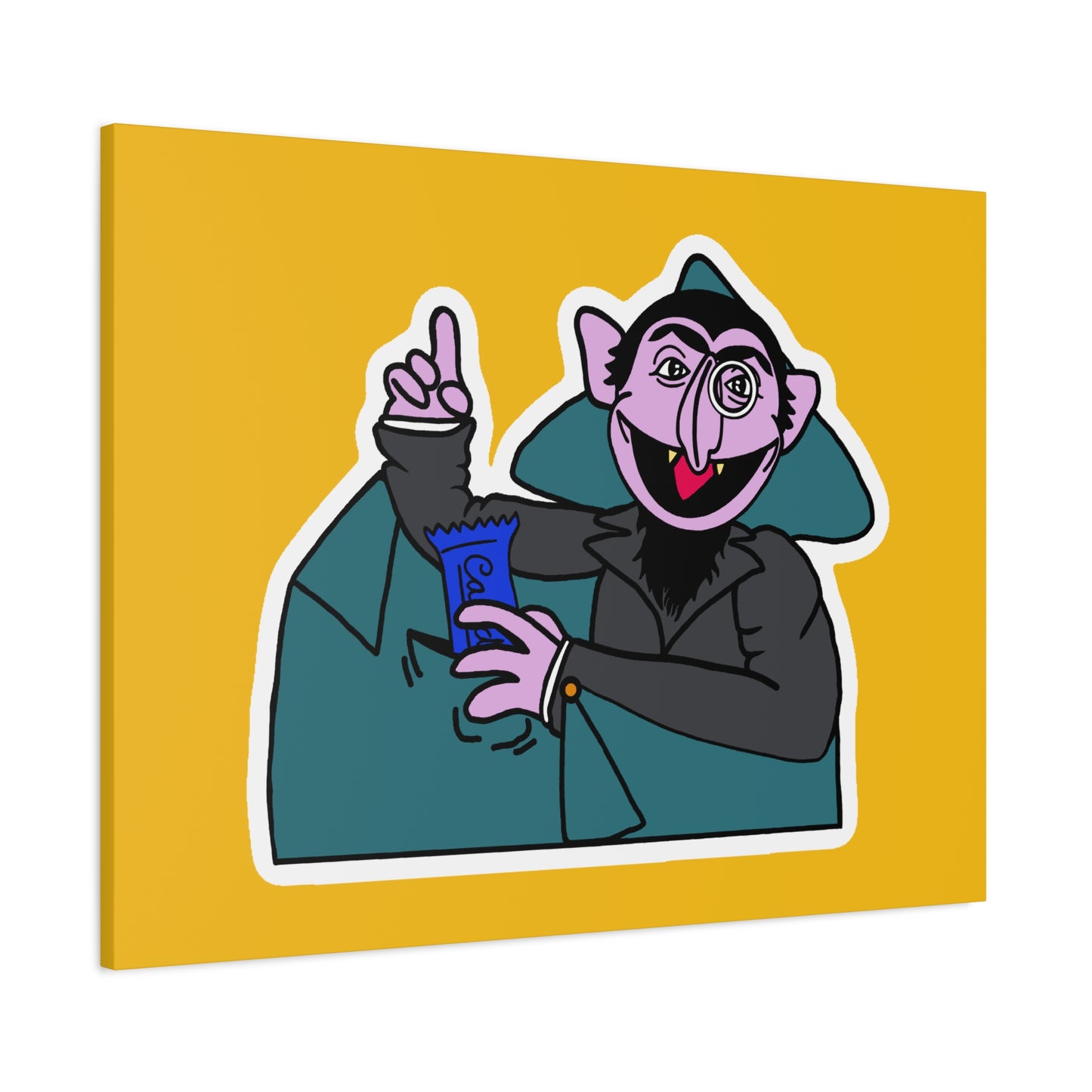 The Count Stealing Candy Canvas Print Yellow - Sesame Street The Count Parody Art