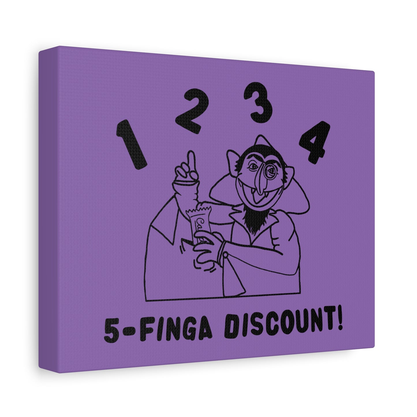 Five Finger Discount Outline Canvas Print Light Purple - Sesame Street The Count Parody Art Print