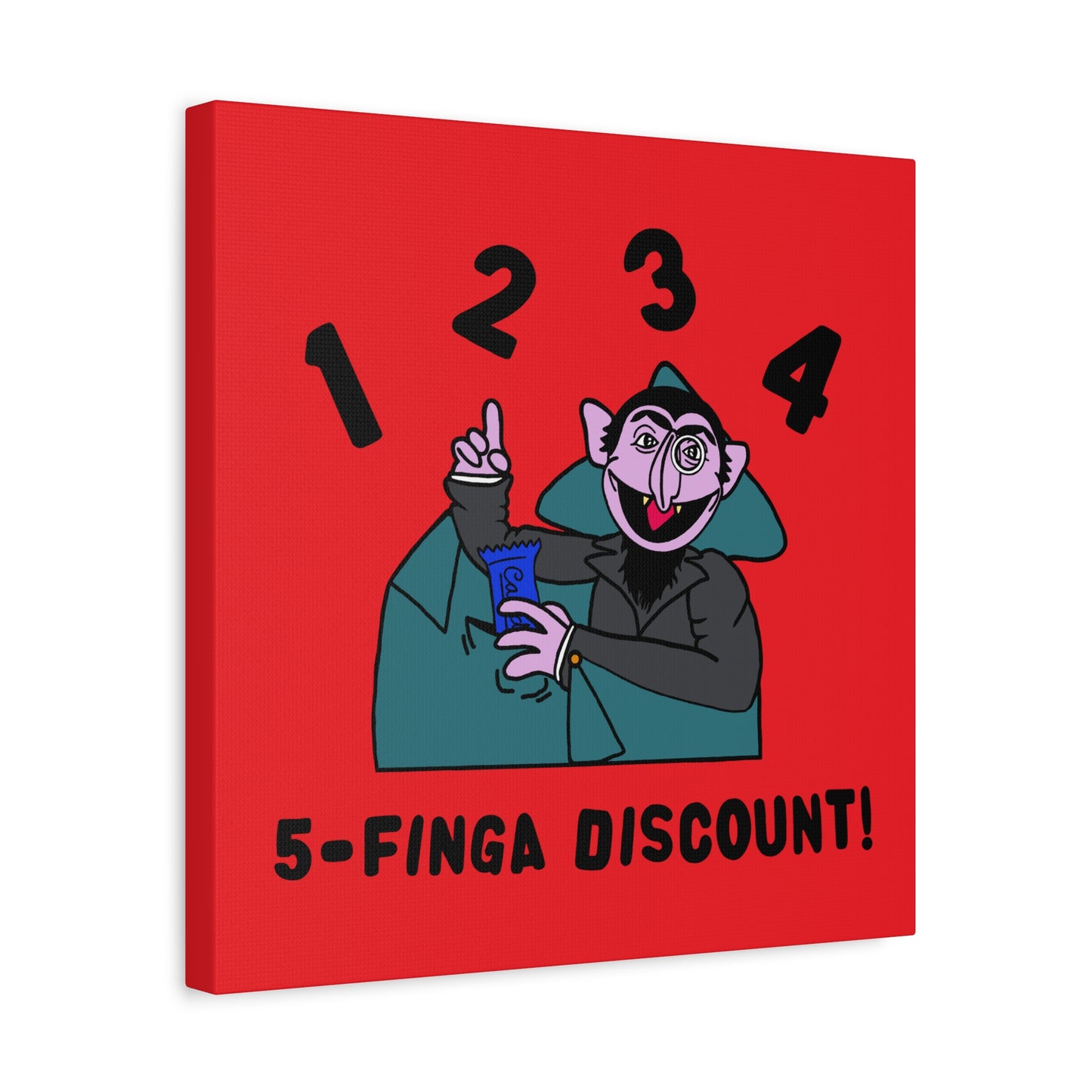 Five Finger Discount Canvas Print Red - Sesame Street The Count Parody Art Print
