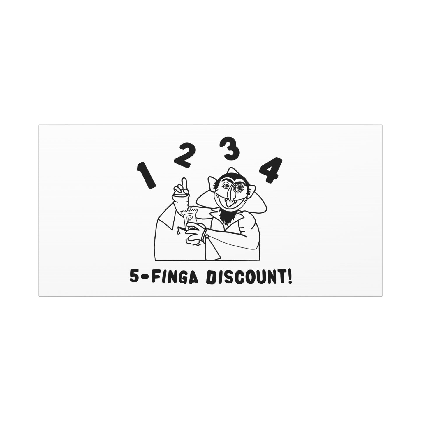 Five Finger Discount Outline Canvas Print White - Sesame Street The Count Parody Art Print
