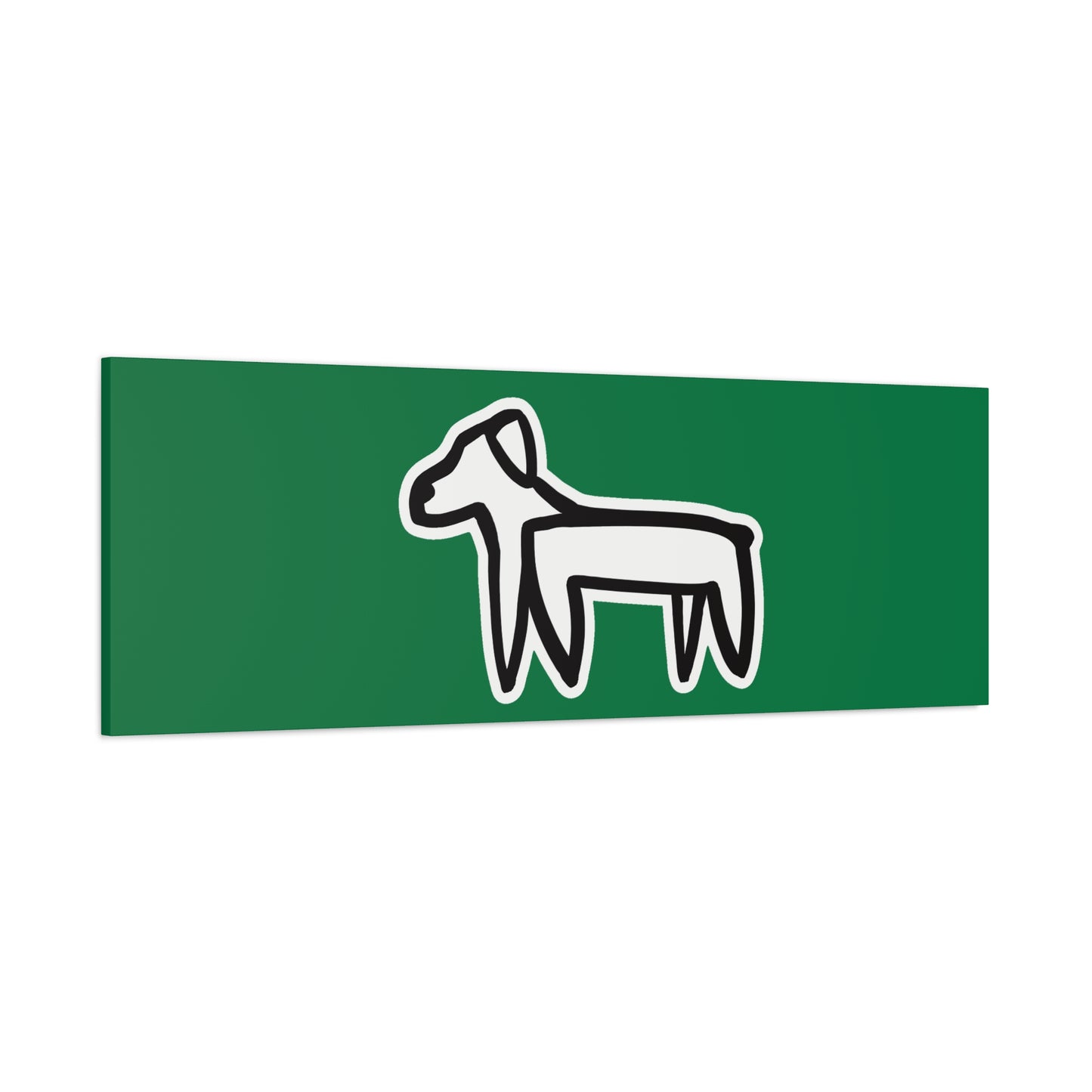 Dog Canvas Print on Green (Sticker Style White Dog) - Dog Art Print