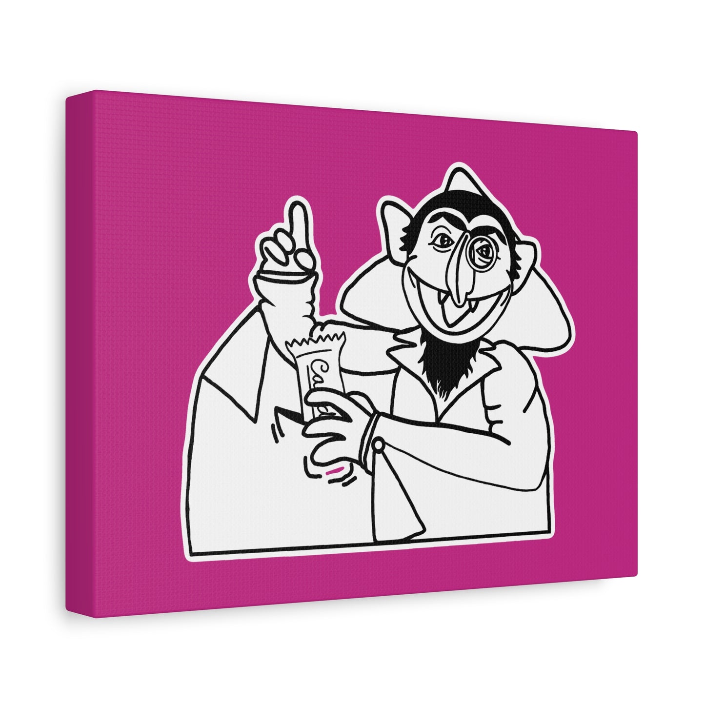 The Count Stealing Candy Outline Canvas Print Pink - Sesame Street The Count Parody Art