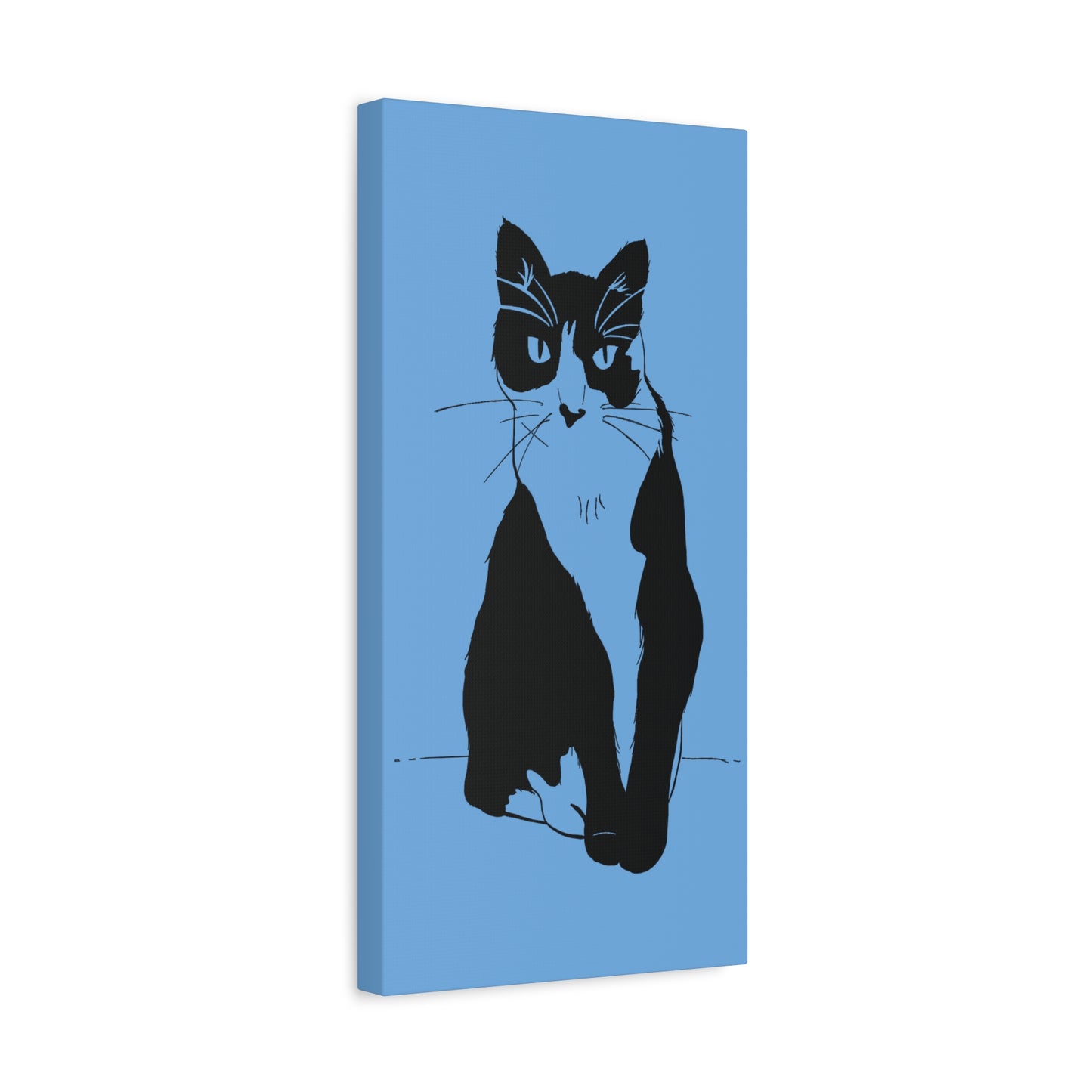 Cat Canvas Print on Light Blue (Transparent Style Cat) - Cat Drawing Art