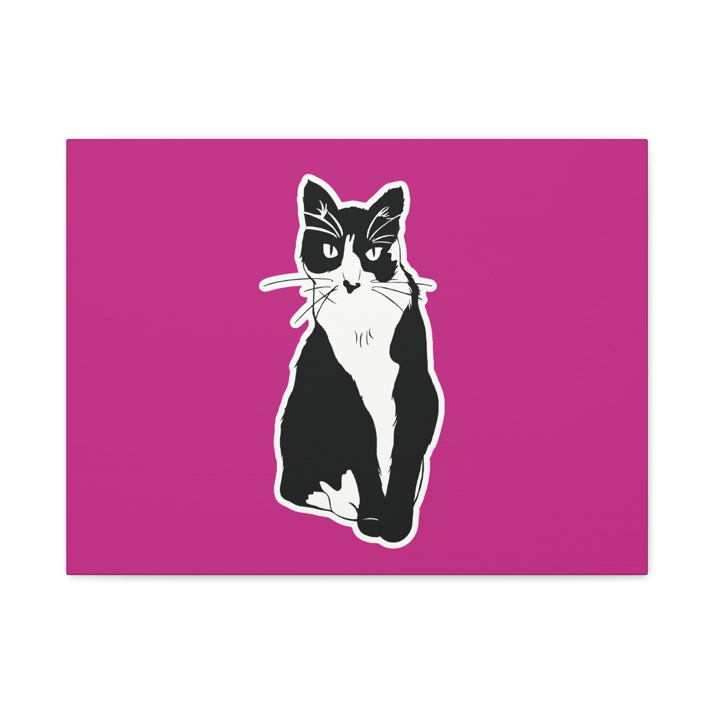 Cat Canvas on Pink (Sticker Style Cat) - Cat Drawing Art