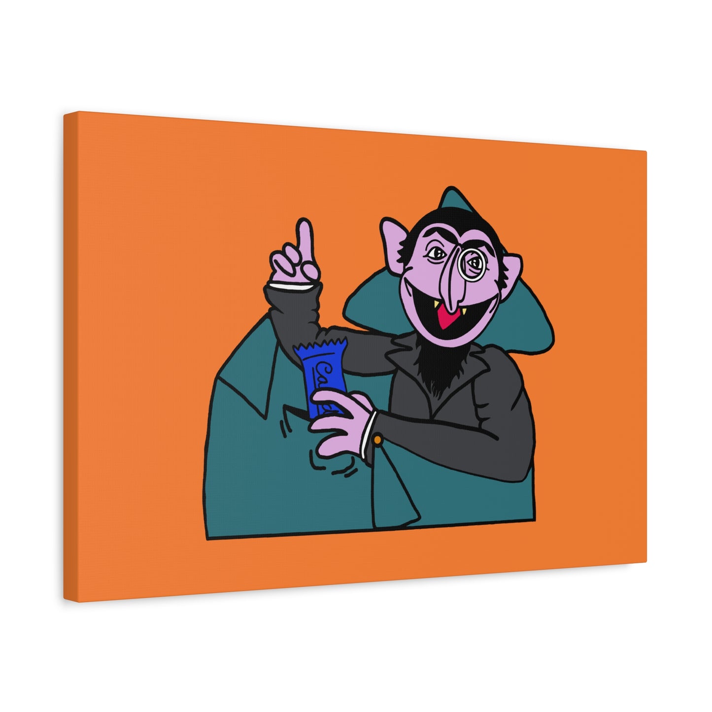 The Count Stealing Candy Canvas Print Orange - Sesame Street The Count Parody Art