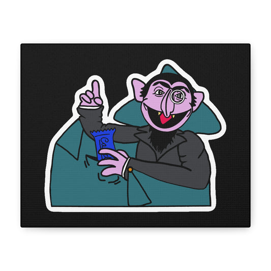 The Count Stealing Candy Canvas Print Black - Sesame Street The Count Parody Art