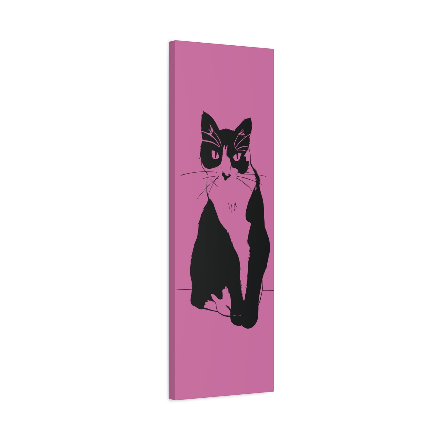 Cat Canvas Print on Pink (Transparent Style Cat) - Cat Drawing Art