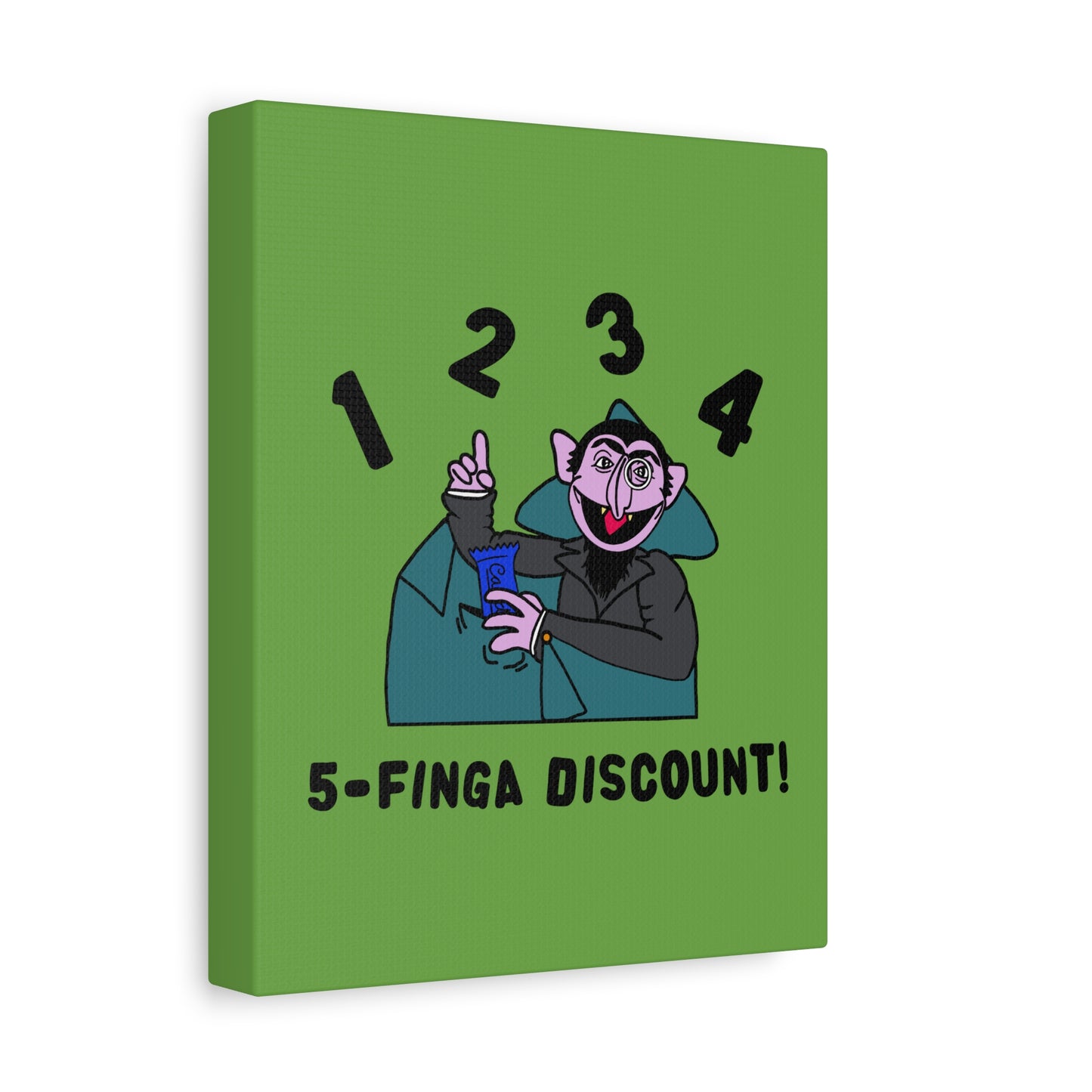 Five Finger Discount Canvas Print Green - Sesame Street The Count Parody Art Print